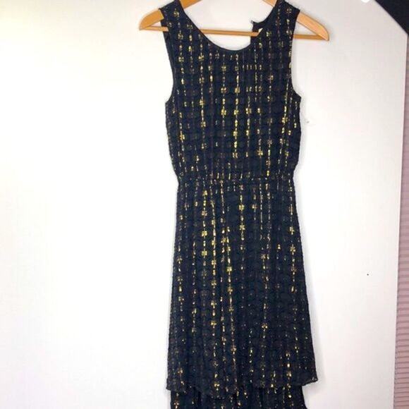 Maison Jules Silk Sleeveless Party Dress, Black with Gold - Picture 4 of 6